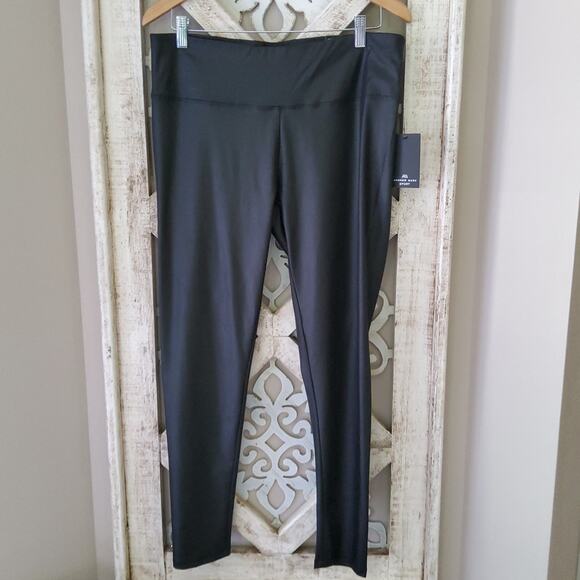 Andrew Marc Sport Women's Plus Size Leggings High Rise Shimmery Black - Picture 1 of 6